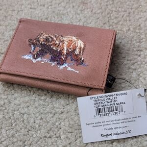 Grizzly Bear Embroidered Trifold Wallet